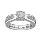 Sweet Sentiments Cubic Zirconia Engagement Ring In Sterling Silver, Women's, Size: 9