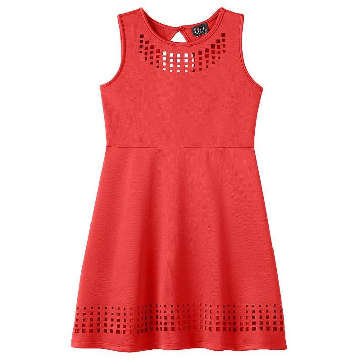 Girls Plus Size Lilt Laser Cut Skater Dress, Size: 18 1/2, Lt Orange