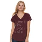 Women's Apt. 9&reg; Graphic V-neck Tee, Size: Medium, Purple