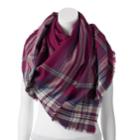 Women's Chaps Plaid Border Square Scarf, Dark Pink