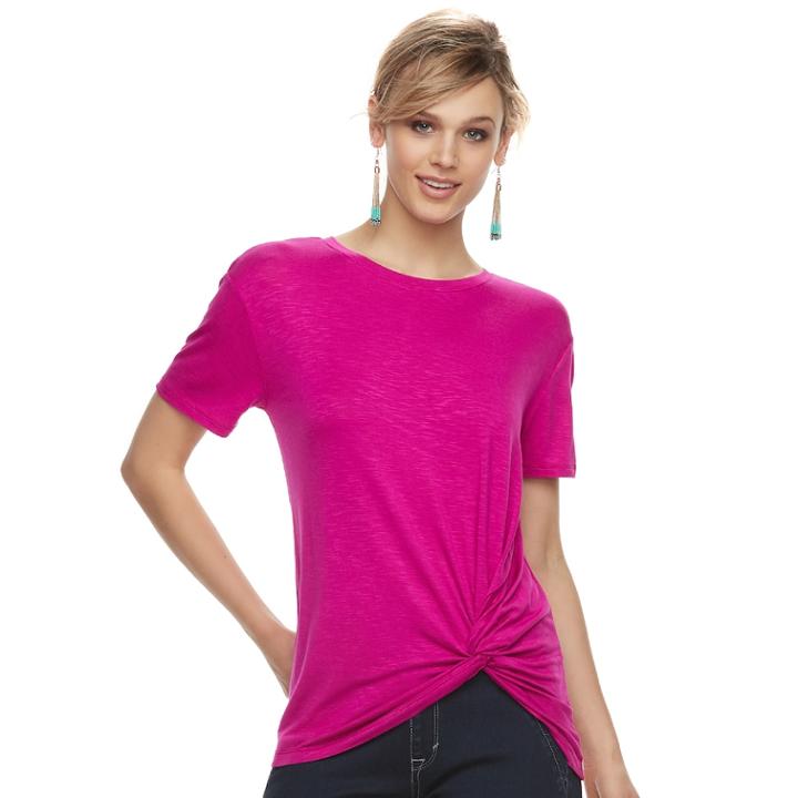 Women's Apt. 9® Knot Front Tee, Size: Xxl, Dark Pink