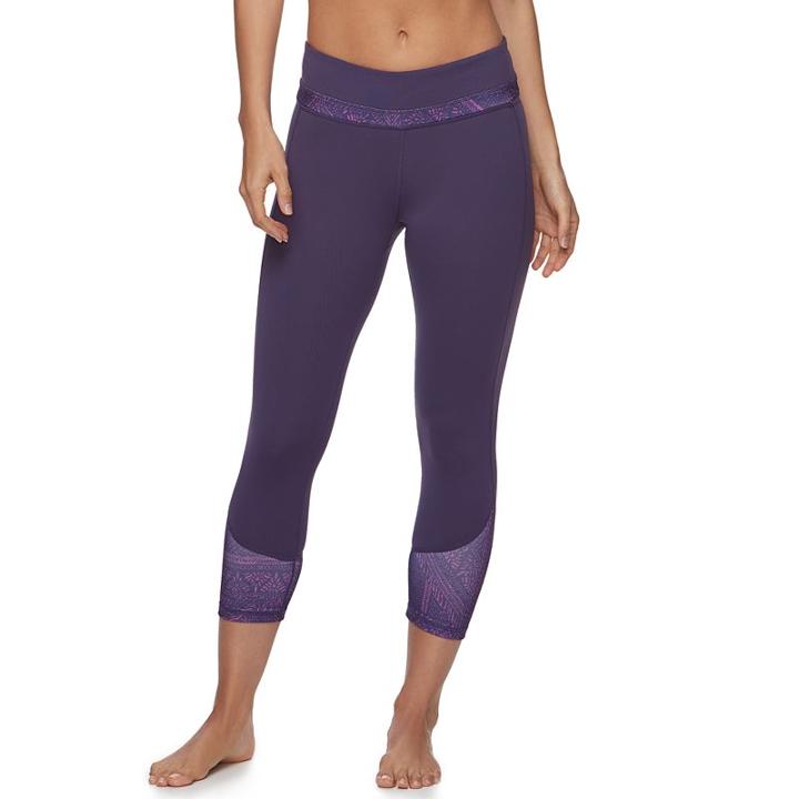 Women's Gaiam Om Vibrant Capri Yoga Leggings, Size: Xs, Grey