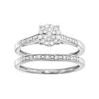 Sterling Silver 1/5 Carat T.w. Diamond Cluster Engagement Ring Set, Women's, Size: 7, White