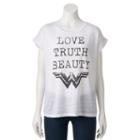 Juniors' Dc Comics Wonder Woman Love Truth Beauty Graphic Tee, Girl's, Size: Large, White