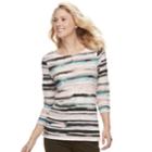 Women's' Sonoma Goods For Life&trade; 2-button Printed Tee, Size: Xxl, Blue