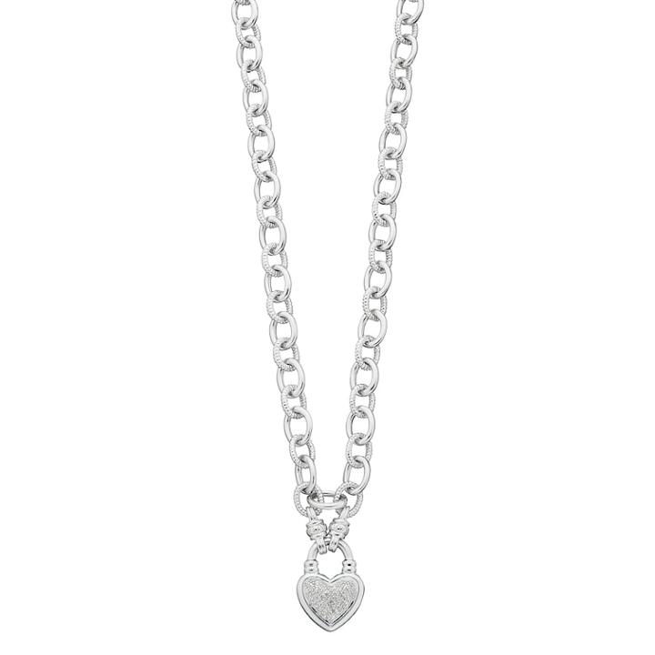 Sterling Silver 1/4 Carat T.w. Diamond Heart Toggle Necklace, Women's, White
