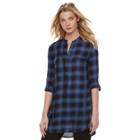 Women's Rock & Republic&reg; Plaid Tunic, Size: Medium, Light Blue