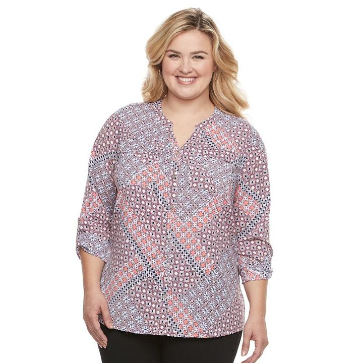 Plus Size Croft & Barrow&reg; Crepe Button-down Shirt, Women's, Size: 2xl, Lt Orange