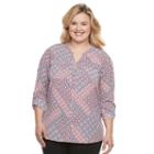Plus Size Croft & Barrow&reg; Crepe Button-down Shirt, Women's, Size: 2xl, Lt Orange