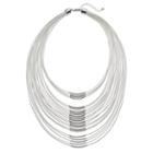 White Cord Curved Bar Layered Necklace, Women's