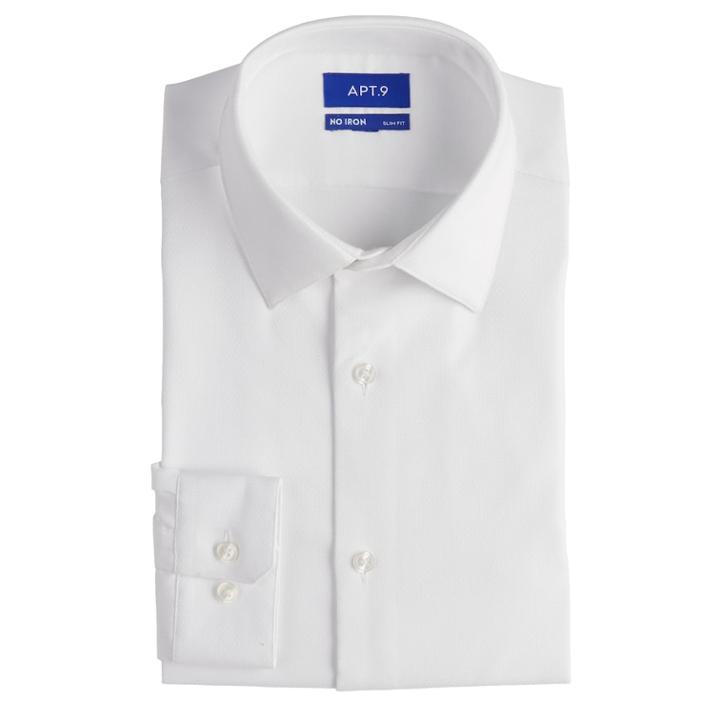 Men's Apt. 9&reg; Slim-fit Heiq Premium Flex No-iron Dress Shirt, Size: Xl-34/35, White
