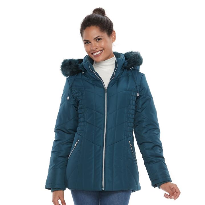 Women's D.e.t.a.i.l.s Hooded Quilted Jacket, Size: Small, Green