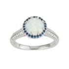 Sterling Silver Gemstone Halo Ring, Women's, Size: 10, Blue