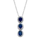 Sapphire & 1/3 Carat T.w. Diamond 14k White Gold Oval Halo 3-stone Pendant Necklace, Women's, Size: 18, Blue