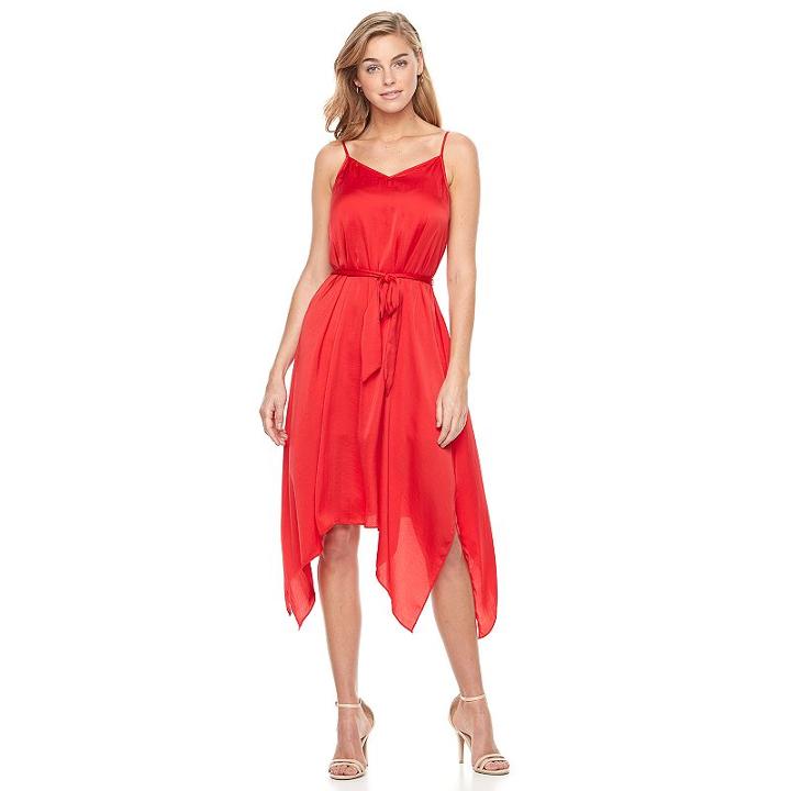 Women's Apt. 9&reg; Satin Shark-bite Shift Dress, Size: Small, Med Red