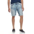 Men's Lazer Destructed Stretch Denim Roll Cuff Shorts, Size: 36, Med Blue