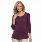 Women's Croft & Barrow&reg; Smocked-bib Top, Size: Large, Dark Pink