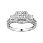 Diamond Square Halo Engagement Ring In 10k Gold (1 Ct. T.w.), Women's, Size: 8, White
