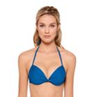 Juniors' Hot Water Push-up Triangle Halter Bikini Top, Women's, Size: Xl, Blue (navy)