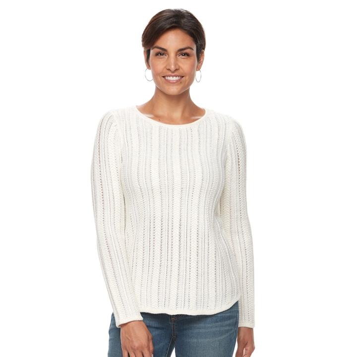 Women's Croft & Barrow® Lurex Ribbed Sweater, Size: Xxl, White Oth
