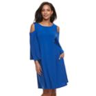 Women's Nina Leonard Oversized Sleeve Cold-shoulder Dress, Size: Large, Blue
