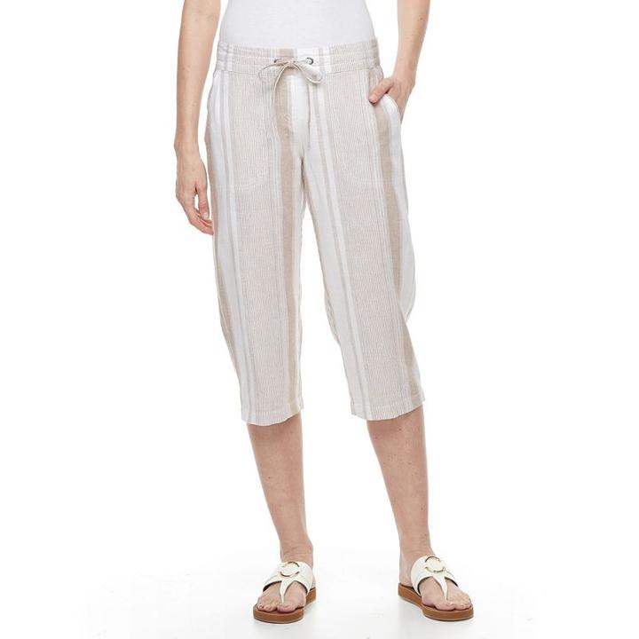 Petite Croft & Barrow&reg; Linen-blend Capris, Women's, Size: Xs Petite, Dark Beige