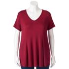 Juniors' Plus Size About A Girl Solid Pleated Tee, Size: 1xl, Dark Red