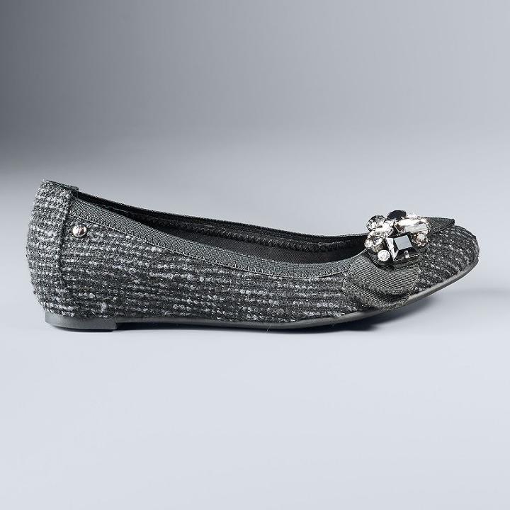 Simply Vera Vera Wang Women's Embellished Bow Ballet Flats, Size: 7, Grey
