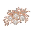 Simulated Pearl & Crystal Cluster Leaf Pin, Women's, White