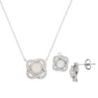 Sterling Silver Lab-created Opal & Cubic Zirconia Necklace & Stud Earring Set, Women's, Size: 18, White