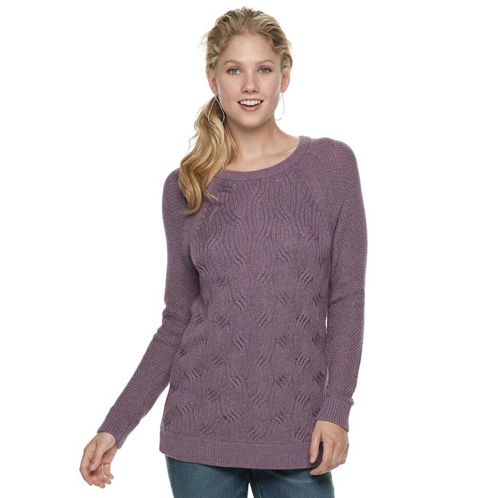 Women's Sonoma Goods For Life&trade; Twist Cable-knit Sweater, Size: Small, Med Purple