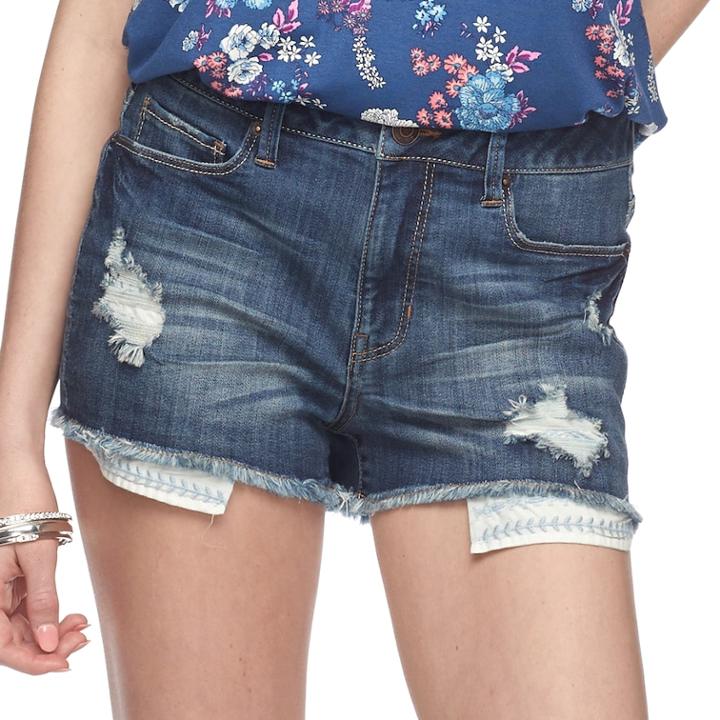 Juniors' Mudd&reg; Distressed Jean Shorts, Teens, Size: 5, Blue
