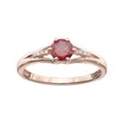 10k Rose Gold Garnet & Diamond Accent Ring, Women's, Size: 7, Red