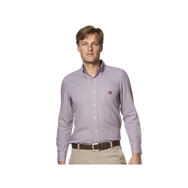 Men's Chaps Classic-fit Houndstooth Easy-care Poplin Button-down Shirt, Size: Large, Drk Purple