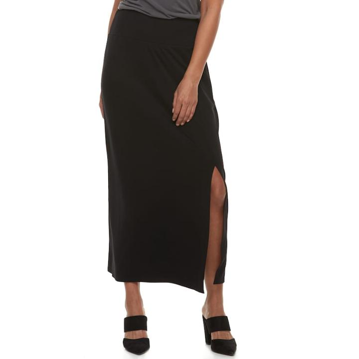 Women's Apt. 9&reg; Tummy Control Maxi Skirt, Size: Xl, Black