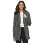 Women's Croft & Barrow&reg; Cozy Jacquard Open-front Cardigan, Size: Xl, Black