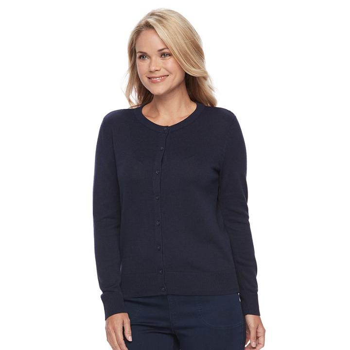 Petite Croft & Barrow&reg; Button-front Cardigan, Women's, Size: Xl Petite, Blue