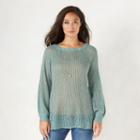 Women's Lc Lauren Conrad Open-knit Crewneck Sweater, Size: Xs, Med Green