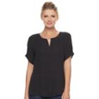 Women's Apt. 9&reg; Pleat Neck Top, Size: Small, Black