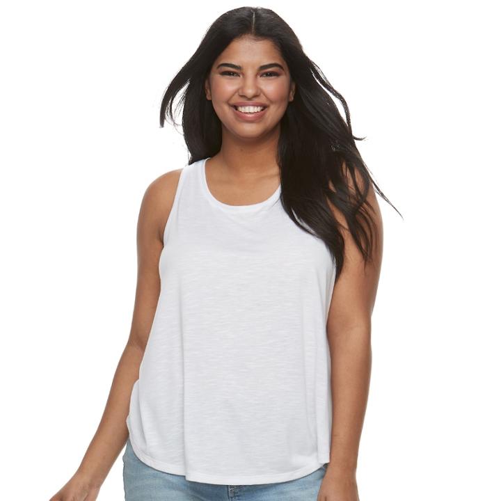 Juniors' Plus Size Mudd&reg; Slubbed Tank, Teens, Size: 2xl, White
