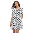 Women's Nina Leonard Daisy Shift Dress, Size: Medium, Blue (navy)