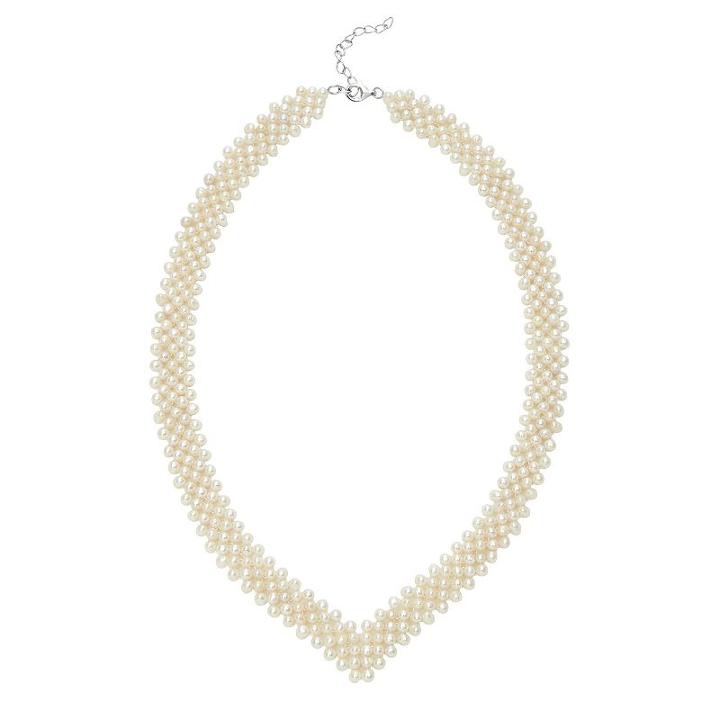 Freshwater Cultured Pearl Sterling Silver V Necklace, Women's, Size: 20, White