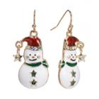 Gold Tone Simulated Crystal Snowman Drop Earrings, Women's, Multicolor