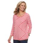Women's Cathy Daniels Diagonal Stripe Top, Size: Medium, Med Orange