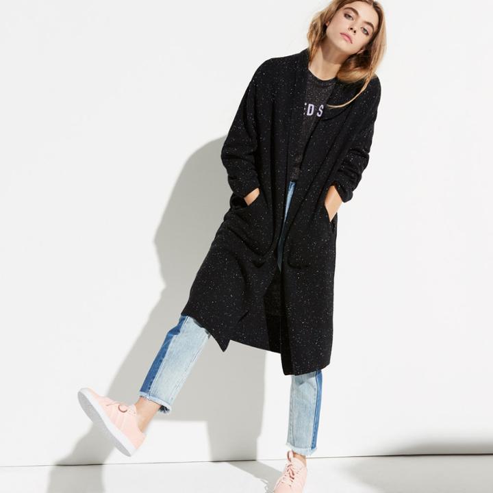 K/lab Tweed Long Cardigan Sweater, Teens, Size: Small, Black