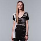 Women's Simply Vera Vera Wang Printed V-neck Tee, Size: Xxl, Grey (charcoal)