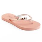 Candie's&reg; Women's Zori Metallic Bow Thong Flip-flops, Size: Medium, Med Pink