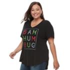 Plus Size Apt. 9&reg; V-neck Holiday Graphic Tee, Women's, Size: 1xl, Oxford