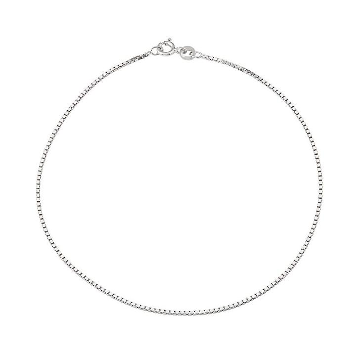 Sterling Silver Box Chain Anklet, Women's, Size: 10, Grey