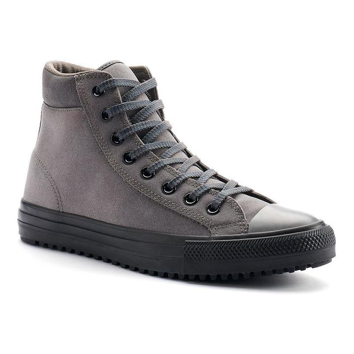 Men's Converse Chuck Taylor All Star Leather Boot Sneakers, Size: 9, Light Grey